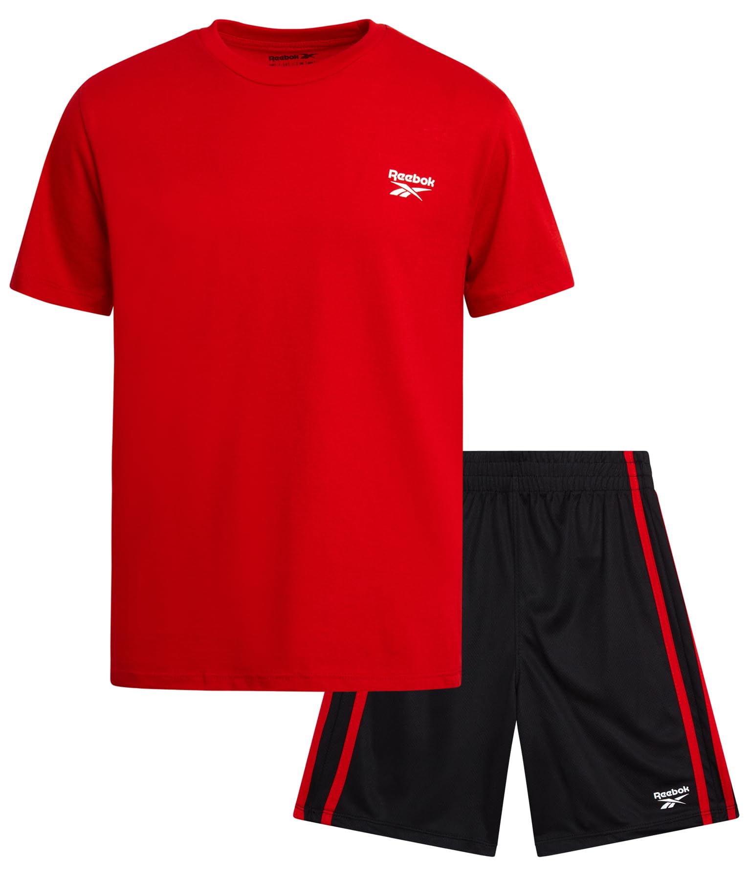 Reebok Boys Athletic Shorts Set - 2 Piece Summer Clothes Outfit with Graphic Tee and Boys Basketball Shorts for Active Kids